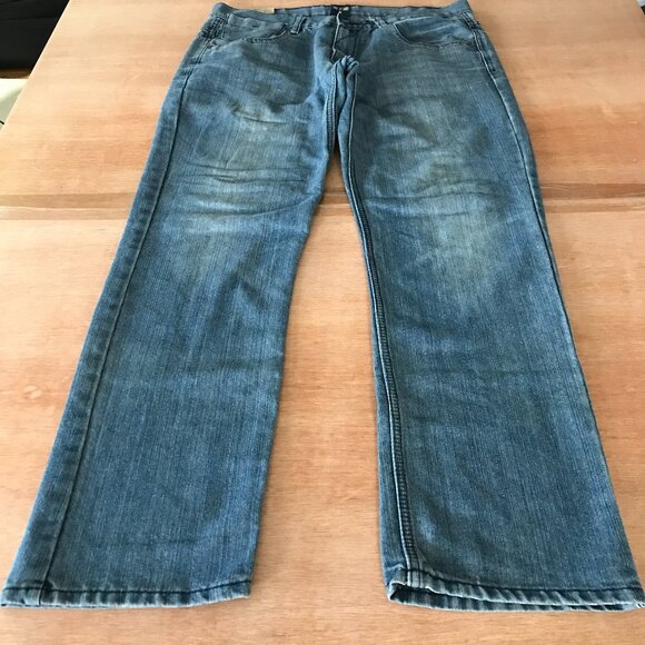 Fusai Jeans Men 36x30 Blue Mid Rise Medium Wash Stretch Y2K Straight 17145 - Picture 1 of 11
